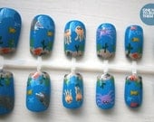 Underwater Under The Sea Nail Art False Nails Set