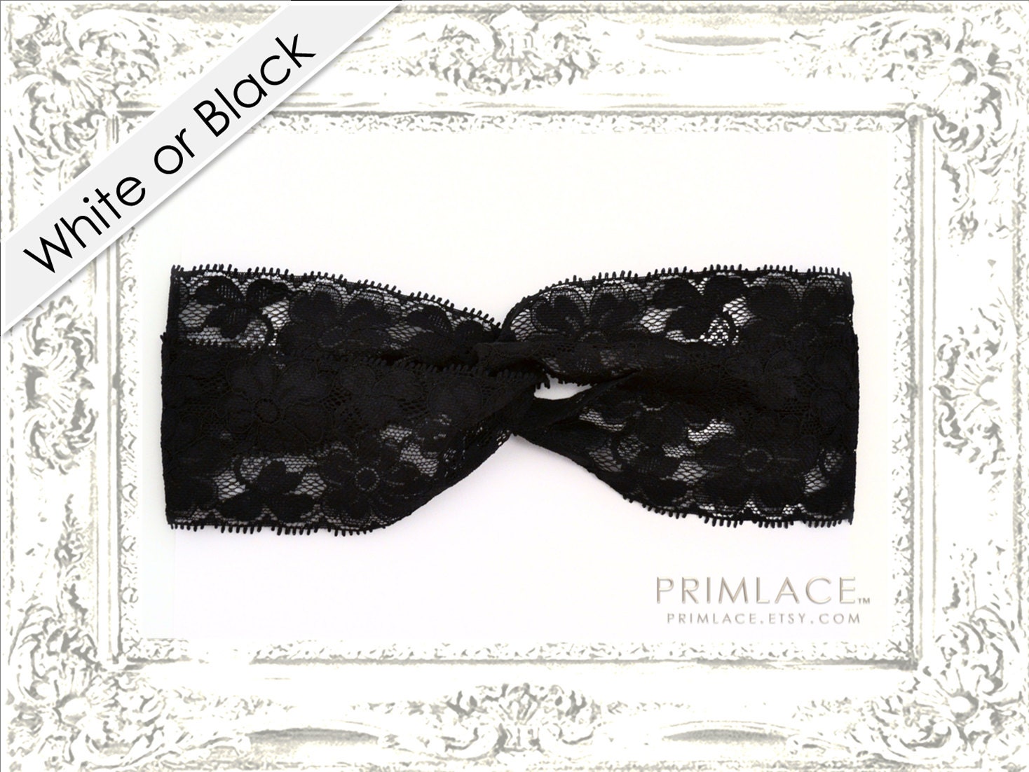 Twist-Knot Headband, Lace Headband, Lace Turban Headband, Black Lace Headband, Black Headband, White Lace Turban, Wide Headband