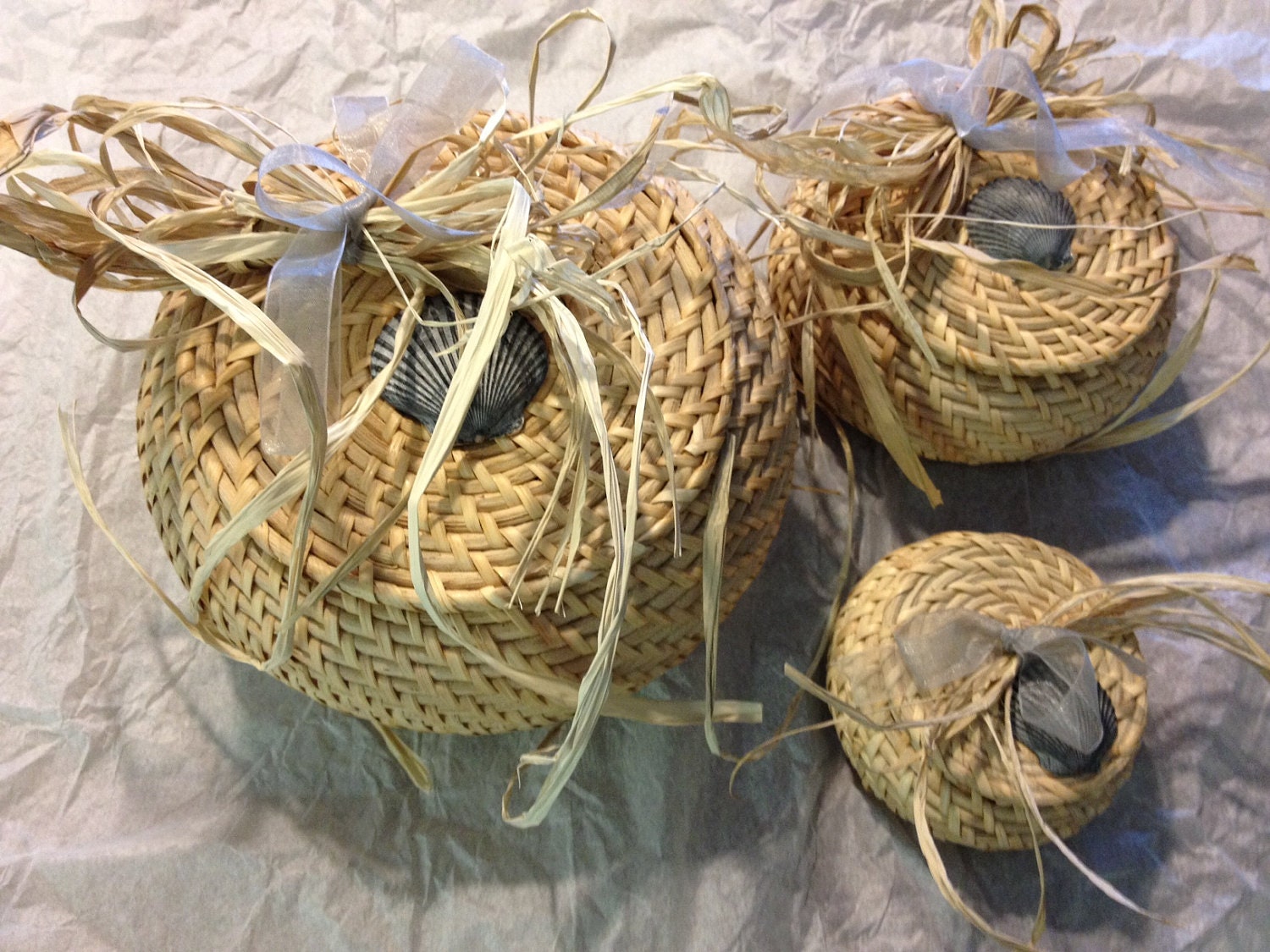 Set of 3 Round Decorative Wicker Baskets with by BobbiBryersArts