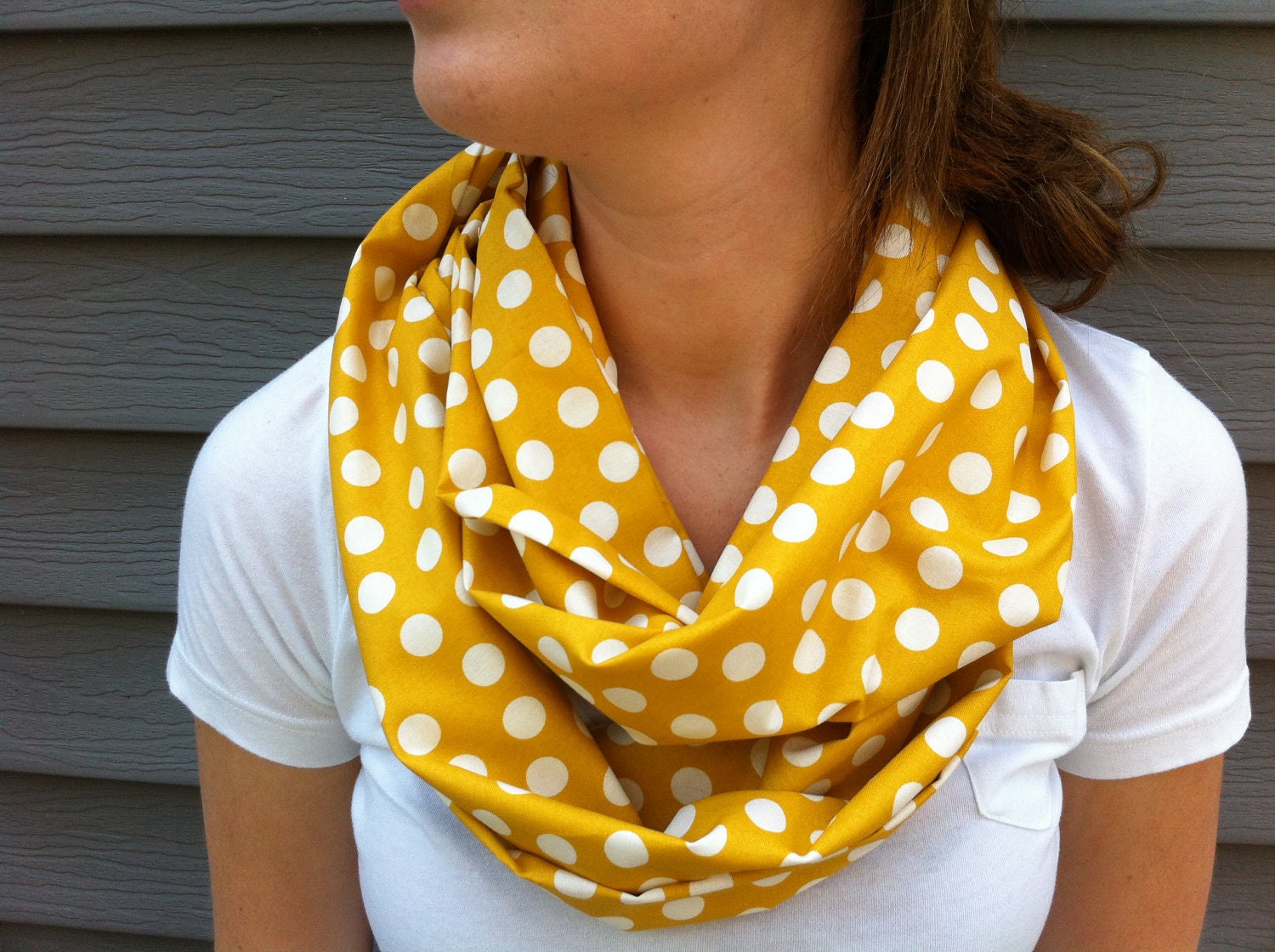 Mustard Yellow Polkadot Infinity Scarf