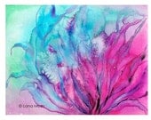 Fine Art Print 8.5" x 11"Abstract Original Watercolor - Abstract Floral - Emotion Pink, Magenta, Teal, Black