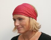 wide boho headband red and gold geometric design
