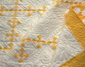 Butter Cream quilt - Yellow Patchwork Ninepatch - polka dot prints, Urban Amish Quilt, traditional, elegant, original, quilt