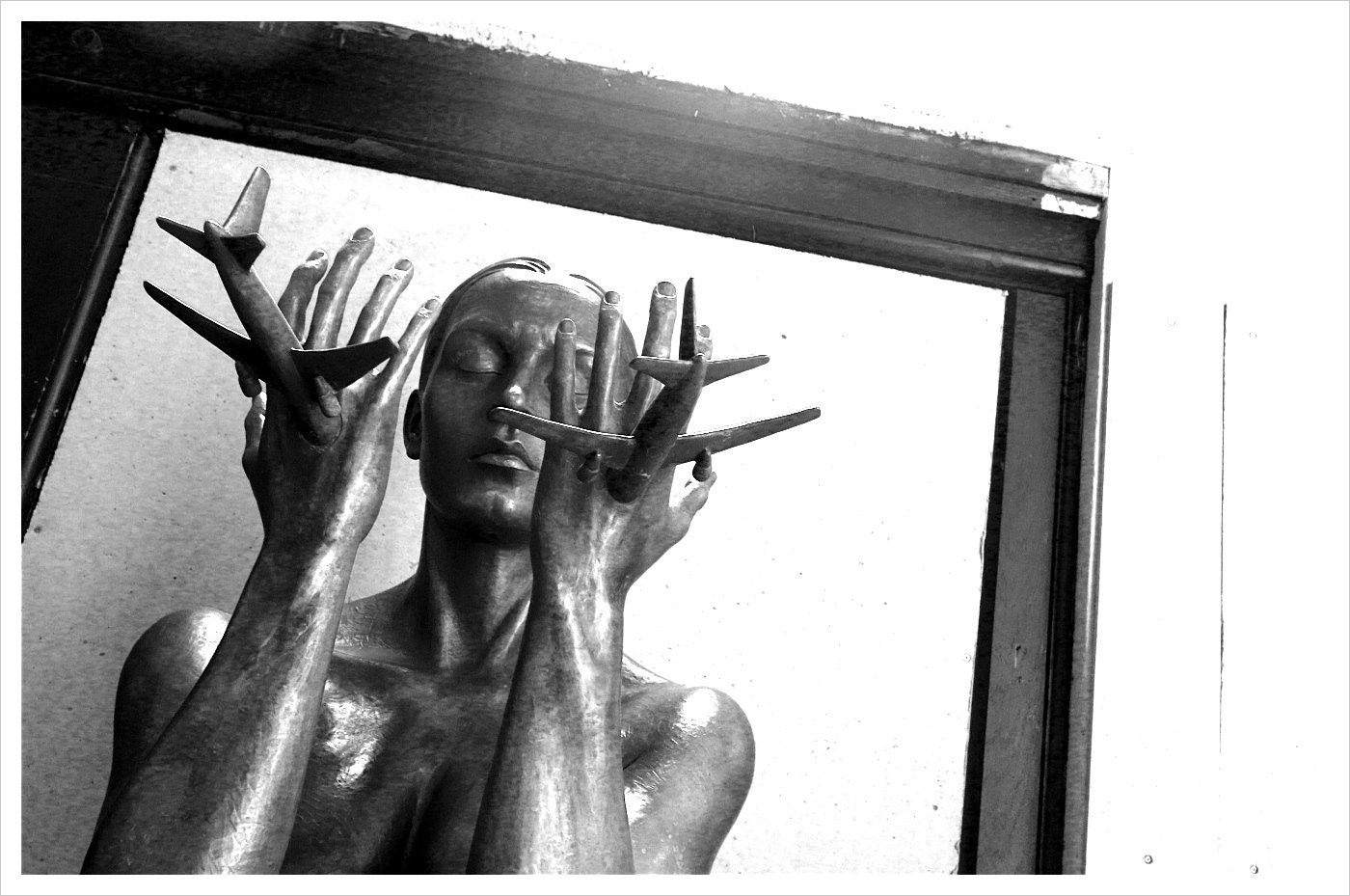 9/11 Sculpture B&W Memorial World Trade Center - Fine Art Photograph - 5x7 - NYC - St. John the Divine