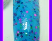 McDreamy: hand mixed bright robin blue glitter nail polish Full size .5 oz.