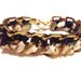 Navy blue and white bracelet: Gold-tone chain link and woven/braided silk - Alpha Delta Pi sorority colors