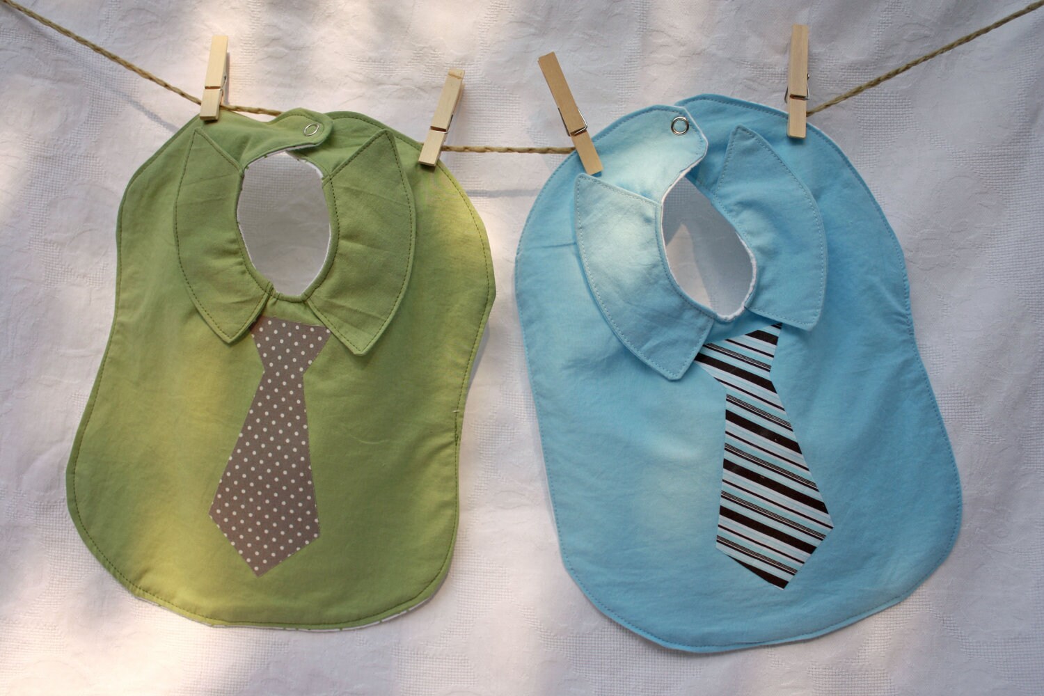 2 Necktie and Dress Shirt BABY BIBS. Set of 2 TWO by PennyBeas
