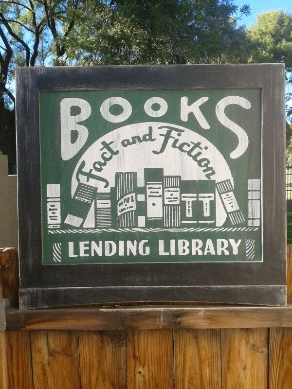 Books Fact and Fiction Lending Library Vintage Ad by StrangeVice