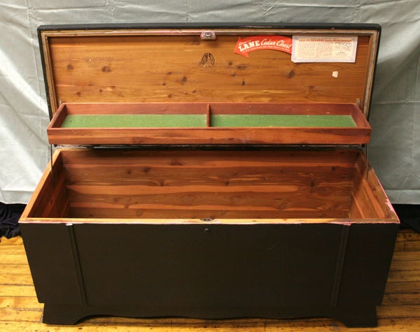 Beautiful Vintage Distressed Lane Black Cedar Hope Storage Chest