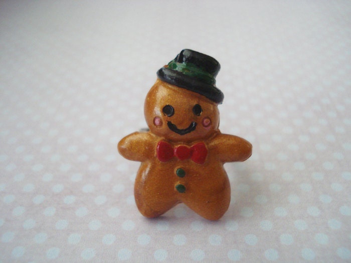 Gingerbread Man Ring - Cookie Ring - Adjustable Ring
