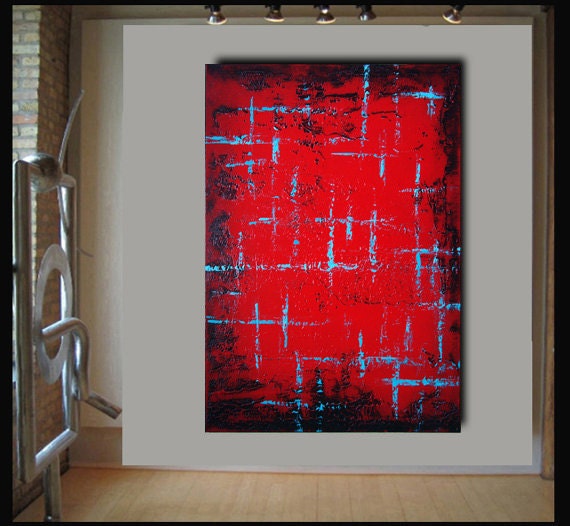 Original Painting Abstract Modern Painting on Canvas M.Schöneberg Original Handmade Wall Art  Red Painting 40x28x0,8 Express SHIPPING FREE
