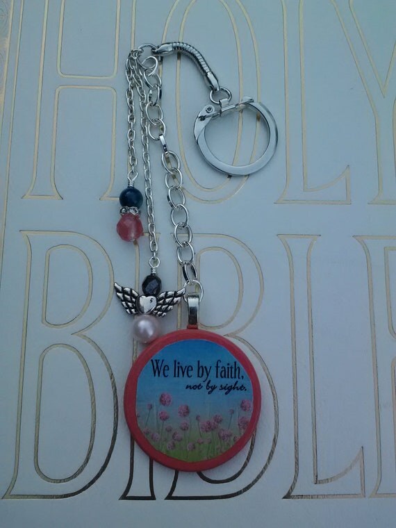 Hand Painted Wooden Angel Charm Bead Embellishments Keychain