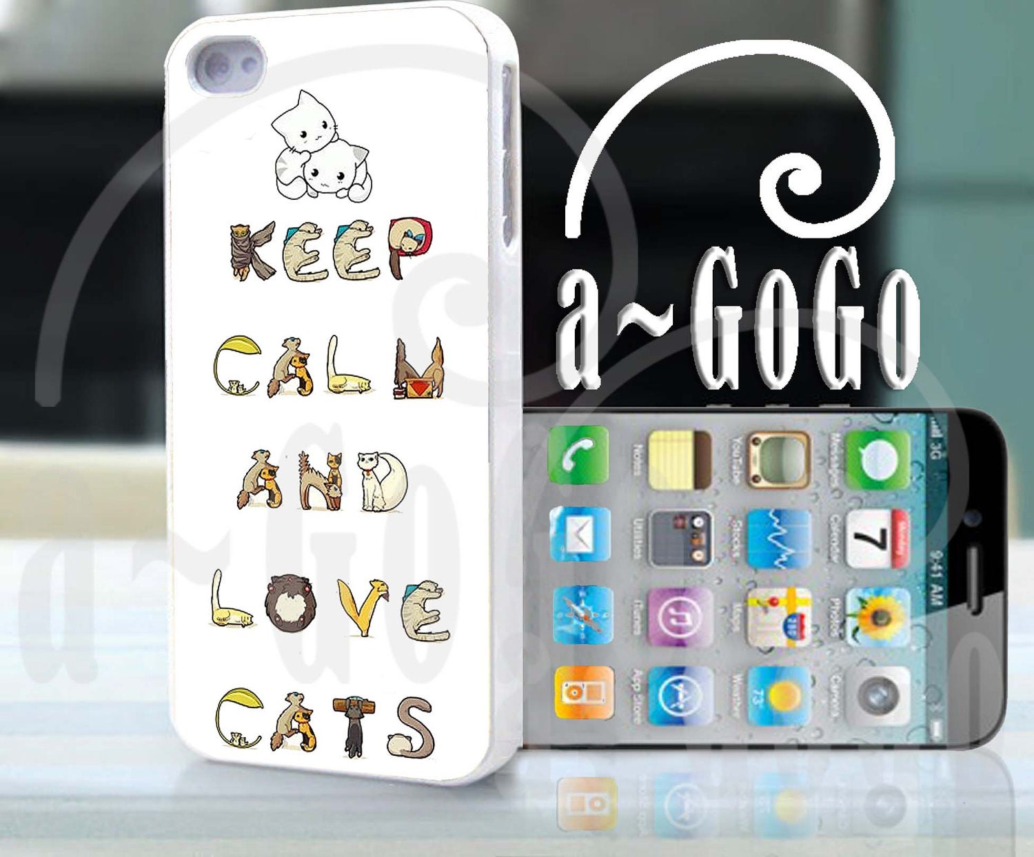 iPhone 5 case, Keep Calm and Love Cats, custom cell phone case, Original design