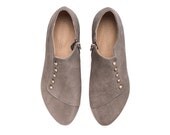 WINTER SALE, Grace, grey Flats, flat shoes, leather shoes - TamarShalem