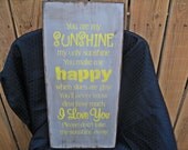 wooden sign, wall decor, you are my sunshine, subway art, wall hanging