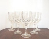 French Vintage Fine Crystal Goblets wine glasses Set of 5