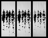 Figure Water Print Monotoype Gothic Dark Shadow Silhouette Fine Art Submerge XVII