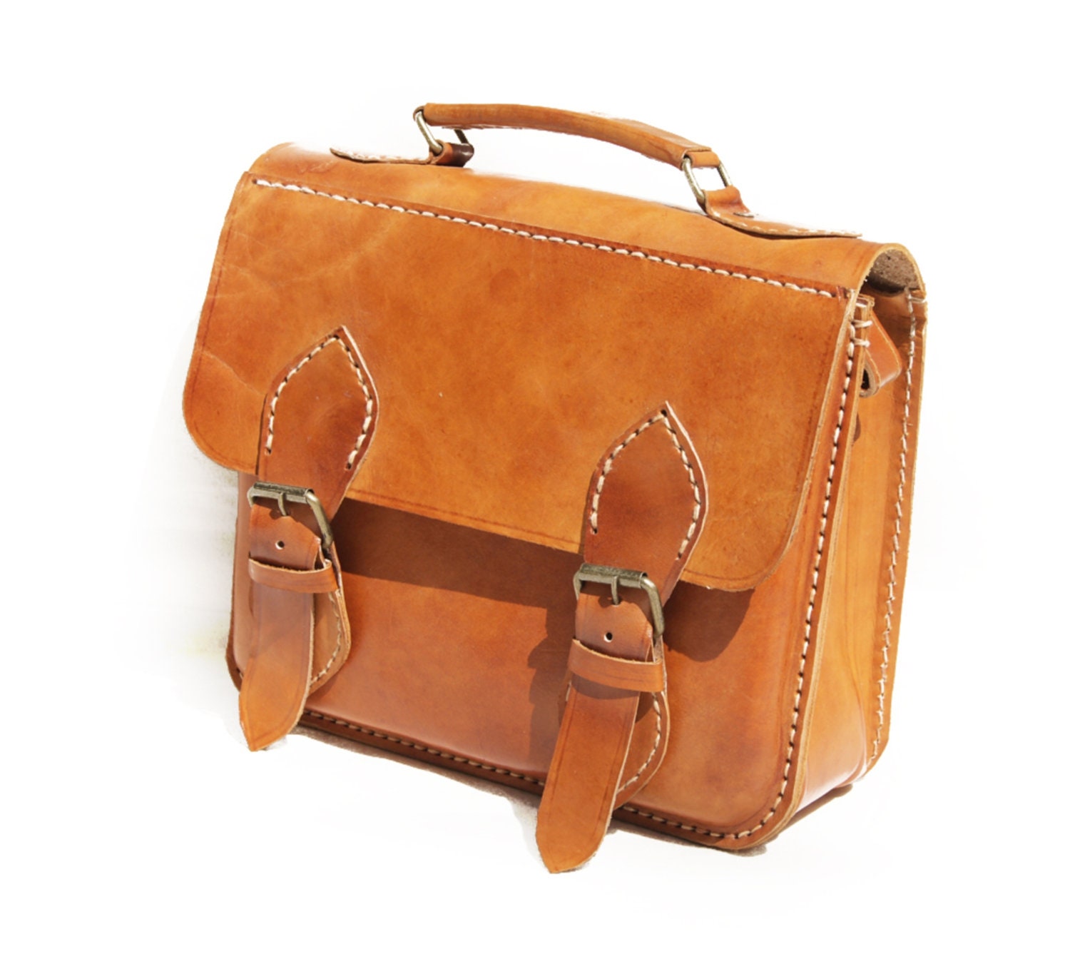 Simple Brown Leather Cross Body Messenger Bag