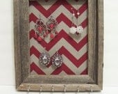 Jewelry Organizer with Red Chevron Fabric-Jewelry Holder