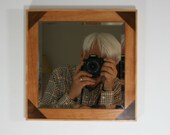 Small Wall Mirror with Cherry and Black Walnut Geometric Pattern