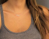 Infinity Necklace Sterling Silver Petite Necklace with Hammered Sterling Silver Infinity Charm Connector, FREE SHIPPING
