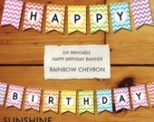 INSTANT DOWNLOAD - Rainbow DIY Party Happy Birthday Printable Banner - Chevron - art party theme, rainbow party themes, etc Il_170x135