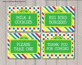 INSTANT DOWNLOAD - EDITABLE Sesame Street Inspired folding Buffet Card, Food Tag, Label - Custom pdf Il_170x135