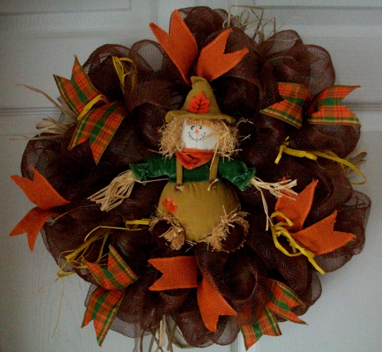 Fall Scarecrow Deco Mesh Wreath