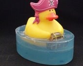 Pink Pirate Rubber Ducky embedded toy soap by Lavish Handcrafted