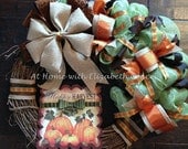 Fall Deco Mesh Wreath with Burlap Ribbon
