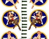 Vintage Pinup Girl WWII Military Star Roundel Decal 48