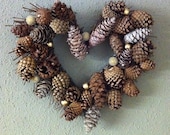 Wreath loaded with Pine Cones - Rustic Christmas Heart-Shaped Wreath - ZoeysTreasureBox
