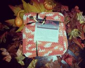 Double thick, orange, crocheted pot holders, set of two
