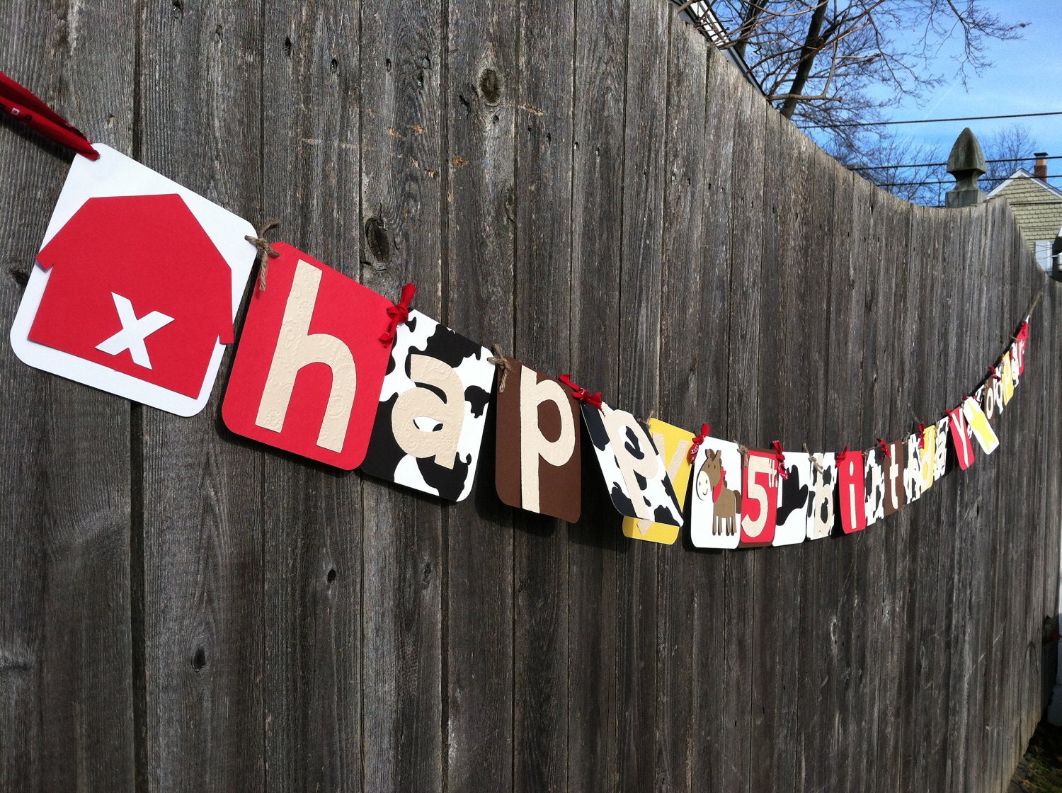 Western/Barnyard/Farm Theme Happy Birthday Banner