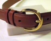 Ladies Brass Buckled Chestnut Brown Vintage Leather Belt