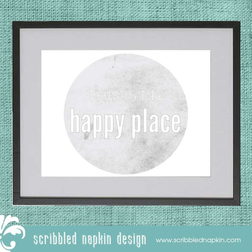 Poster - Happy Place - Living Room/Children's Room/Illustration/Typography/Quote Art 11 x 14 - Other Sizes Available