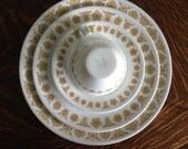 Set of Four Butterfly Gold plates, saucers, cups, salad plates, Corelle, Corningware, Pyrex, Corning ware