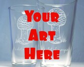 2 Custom Etched Beer Glasses - your art on pint glasses