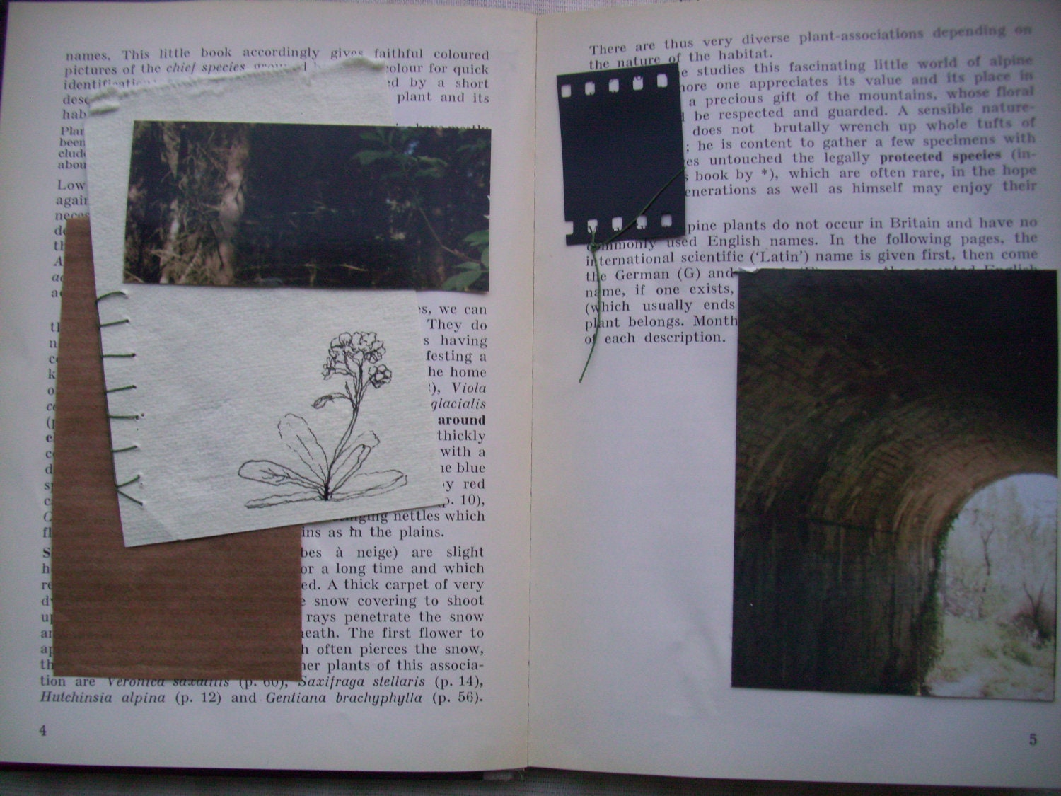 An altered book : Journal of my travels. Complete with original photographs, watercolours, sketches and stitching.