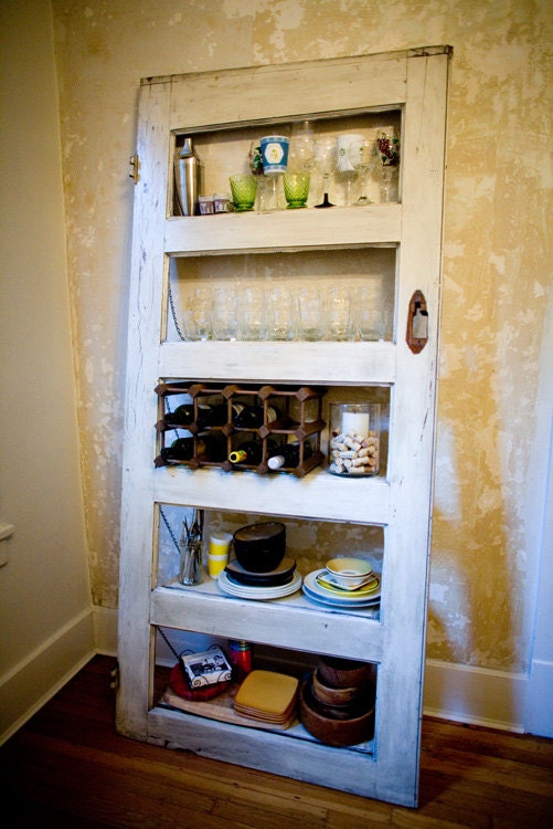 Vintage Door Repurposed Bookshelf- Kitchy (011)