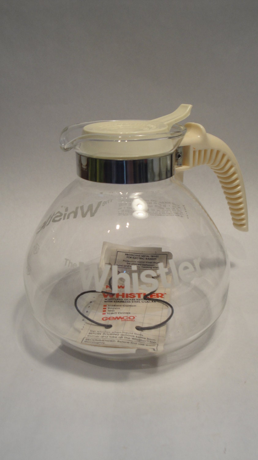The Whistler Whistling Glass Kettle really Whistles by Gemco