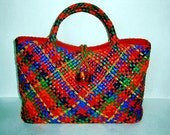 Vintage- Sale - handbag- Bag- purse - Large- Shopper- tote - Multicolor - retro- Large- Shopper- tote -colorful-designer-high fashion