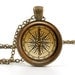 Vintage Compass Pendant - Necklace -  Antique Style Compass Art and Gift Bag - Picture Jewelry
