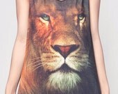 Lion Top Leo Aslan Narnia Animal Movie Shirts Women Tank Shirts Black Shirt Tunic Top Vest Sleeveless Women T-Shirt Size S M