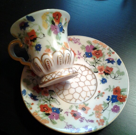 Items similar to Antique Occupied Japan Tea Cup and Saucer, Demitasse