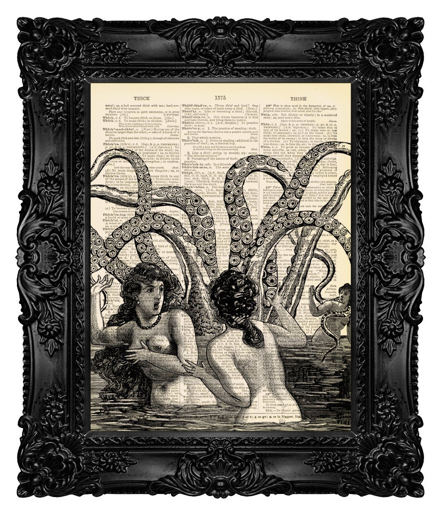 GEEKERY Art GEEK Art Humor Art Gift For Men Gift Fir Him, Octopus Art Print Octopus Decor Wall Art Painting, Dictionary Art Print no.216