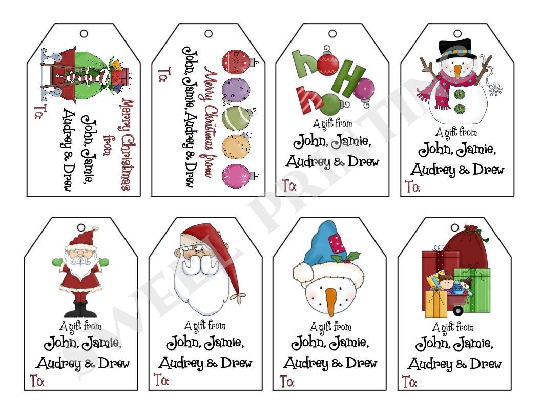 Printable Personalized Christmas III gift tag set by SwellPrinting