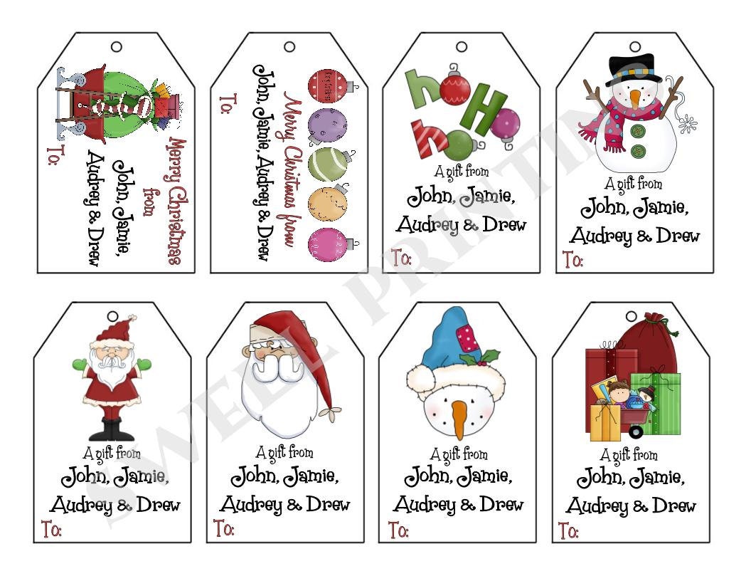 Printable Personalized Christmas III gift tag set