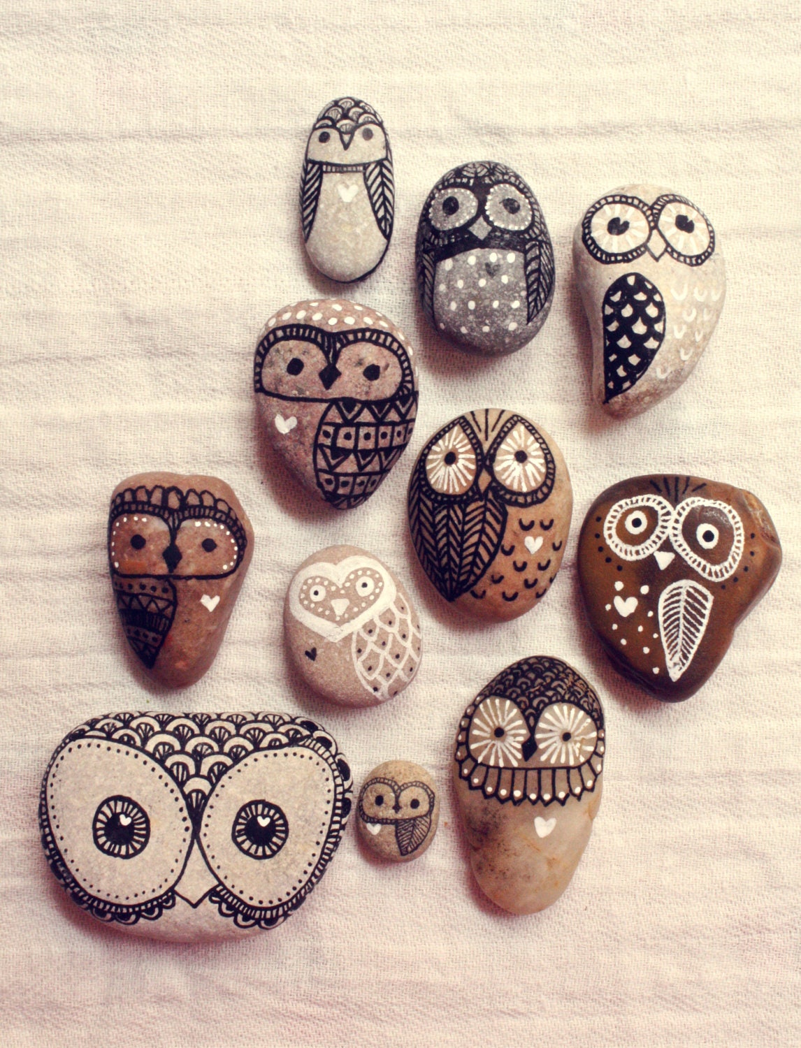 Hand Painted Rock Owl