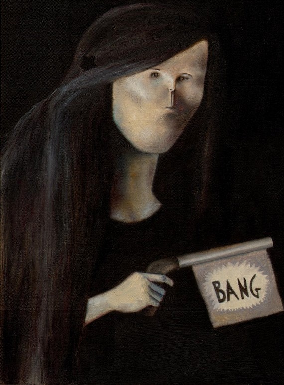Pop Surreal Portrait -Peculiar Portrait "Bang"- Original Oil Painting